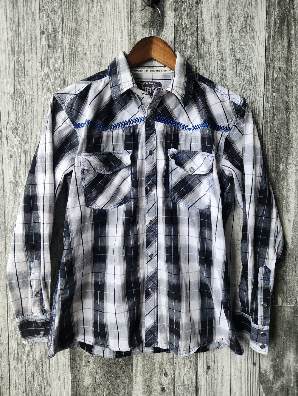 Cowboy Hardware Plaid Print Long Sleeve Snap Western Shirt S/M